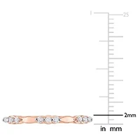 1/10 CT TW Diamond Promise Band Ring Rose Plated Sterling Silver