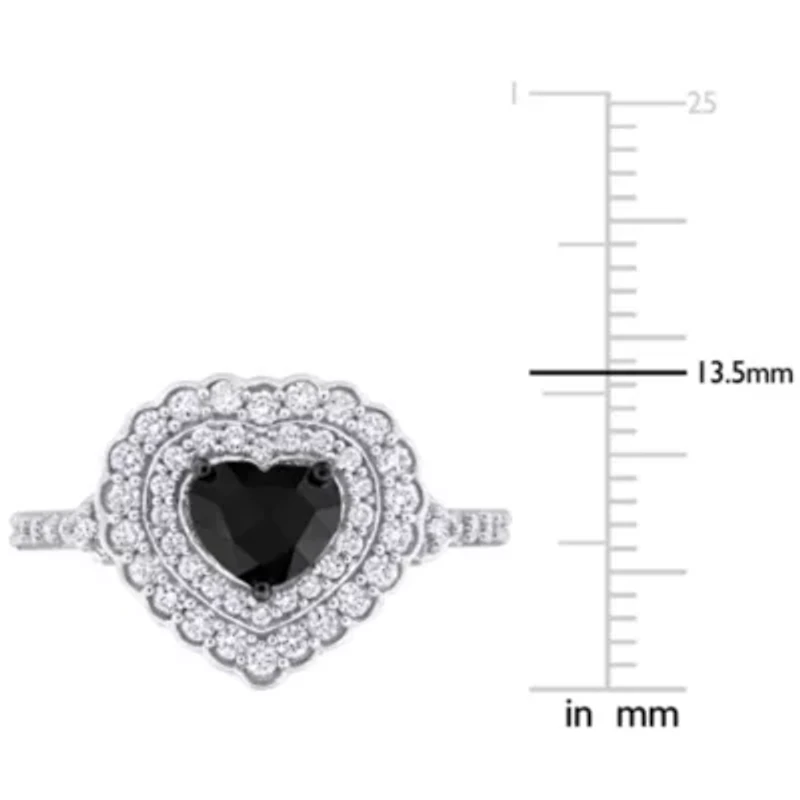 1.24 ct. t.w. Black and White Diamond Halo Ring 14K Gold