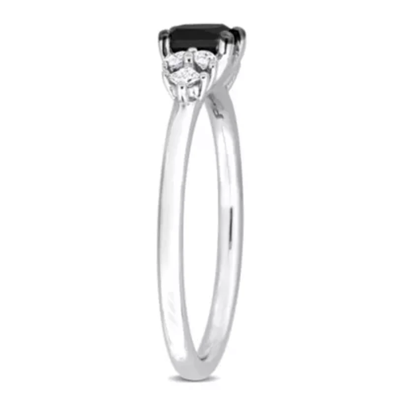 3/4 ct. t.w. Black and White Diamond Ring 14K Gold with Rhodium Plated