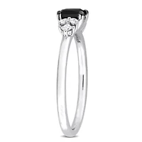 3/4 ct. t.w. Black and White Diamond Ring 14K Gold with Rhodium Plated