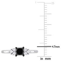 3/4 ct. t.w. Black and White Diamond Ring 14K Gold with Rhodium Plated