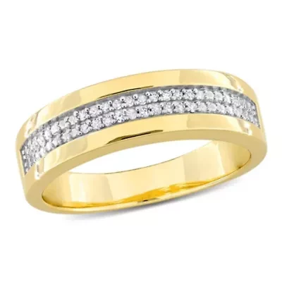 1/10 ct. t.w. Diamond Men's Ring Yellow Plated Sterling Silver