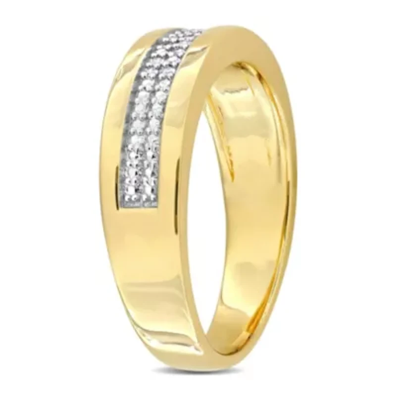 1/10 ct. t.w. Diamond Men's Ring Yellow Plated Sterling Silver