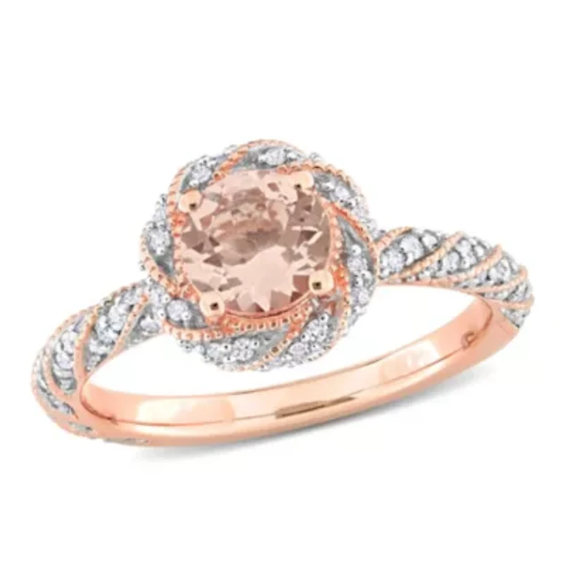 Morganite and 1/4 ct. t.w. Diamond Ring 14K Rose Gold