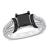 2.24 ct. t.w Black and White Diamond Ring 14K Gold