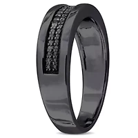 1/10 ct. t.w. Black Diamond Mens Ring Sterling Silver with Rhodium Plated