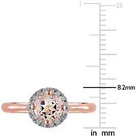 Morganite and 1/10 ct. t.w. Diamond Halo Ring Rose Plated Sterling Silver