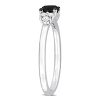 5/8 ct. t.w. Black and White Diamond Engagement Ring 14K Gold with Rhodium Plated