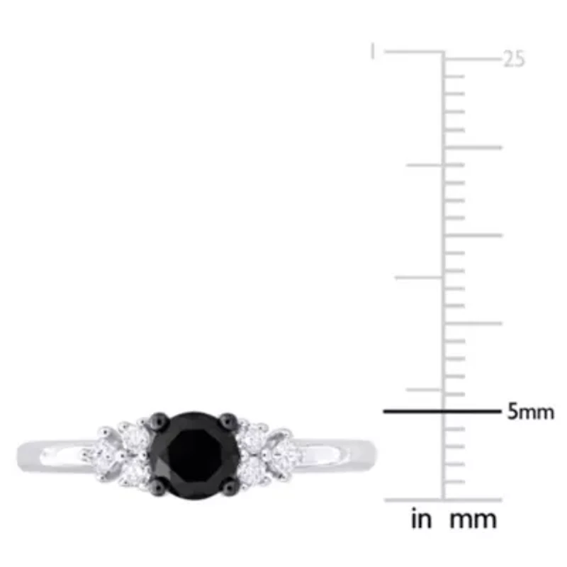 5/8 ct. t.w. Black and White Diamond Engagement Ring 14K Gold with Rhodium Plated