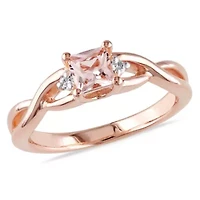 Morganite and Diamond Accent Infinity Ring Rose Plated Sterling Silver
