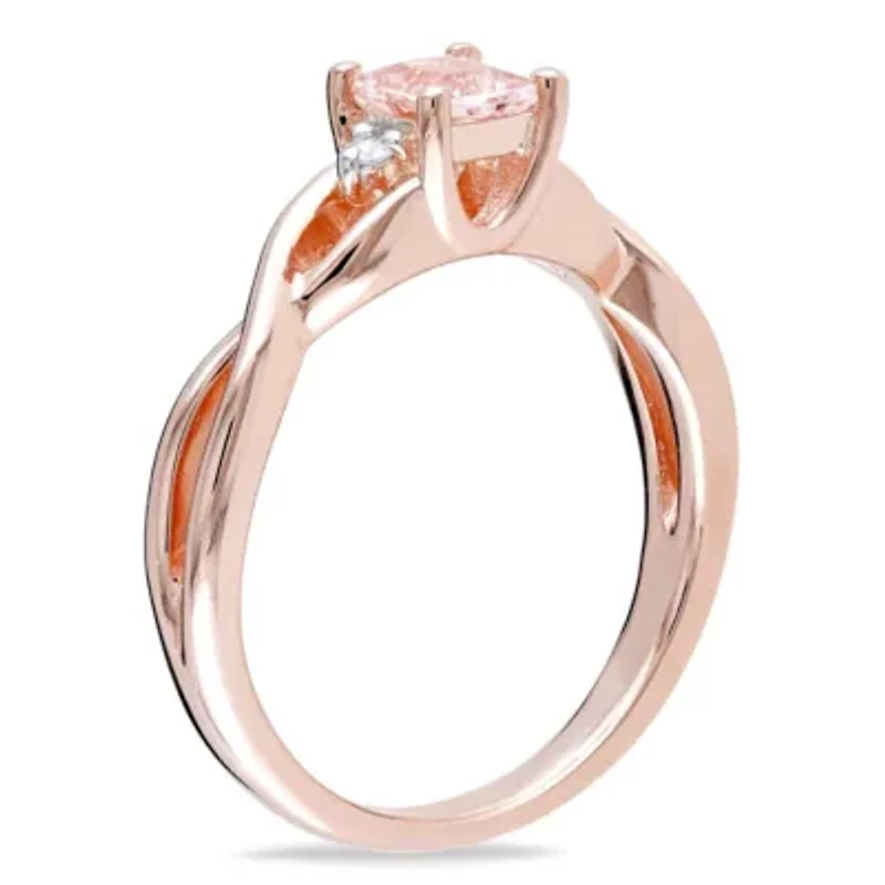 Morganite and Diamond Accent Infinity Ring Rose Plated Sterling Silver
