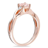 Morganite and Diamond Accent Infinity Ring Rose Plated Sterling Silver