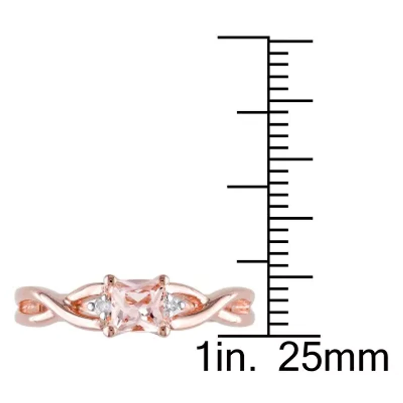 Morganite and Diamond Accent Infinity Ring Rose Plated Sterling Silver