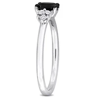 3/4 ct. t.w. Black and White Diamond 7-Stone Ring 14K Gold with Rhodium Plated