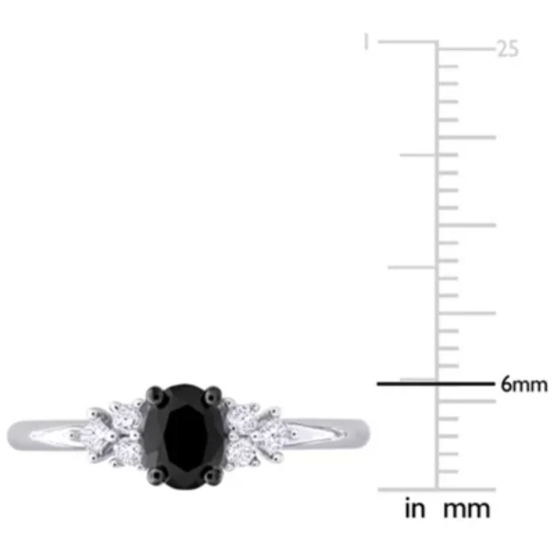 3/4 ct. t.w. Black and White Diamond 7-Stone Ring 14K Gold with Rhodium Plated
