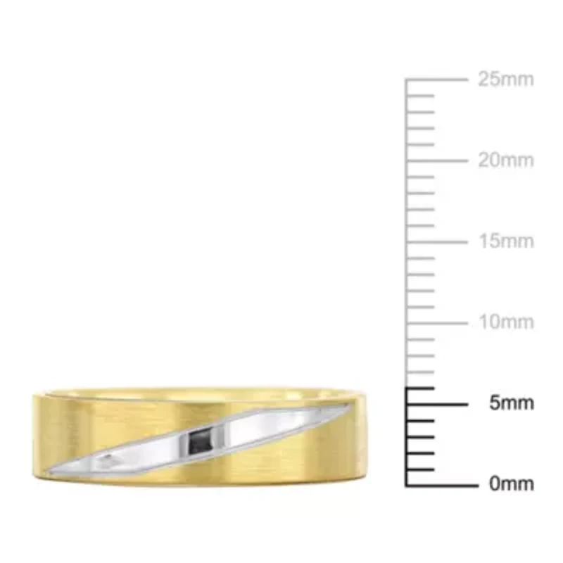 6MM Brushed Finish Wedding Band 2-Tone 14K Gold