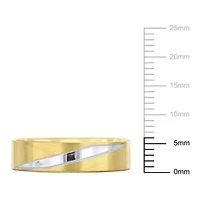 6MM Brushed Finish Wedding Band 2-Tone 14K Gold