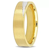 6MM Brushed Finish Wedding Band 2-Tone 14K Gold