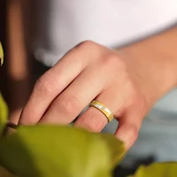 6MM Brushed Finish Wedding Band 2-Tone 14K Gold