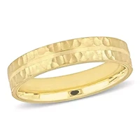6MM Split Hammered Finish Wedding Band 14K Yellow Gold