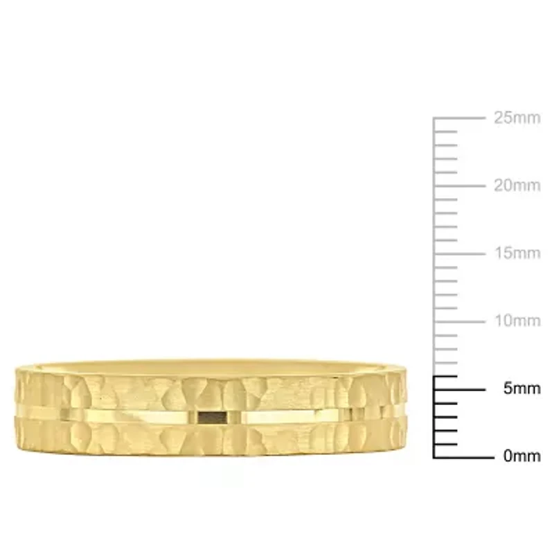 6MM Split Hammered Finish Wedding Band 14K Yellow Gold