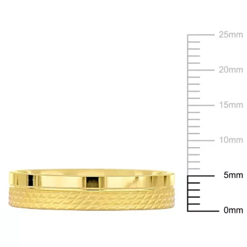 5MM Half Geometric Pattern Wedding Band 14K Yellow Gold