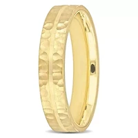 6MM Split Hammered Finish Wedding Band 14K Yellow Gold