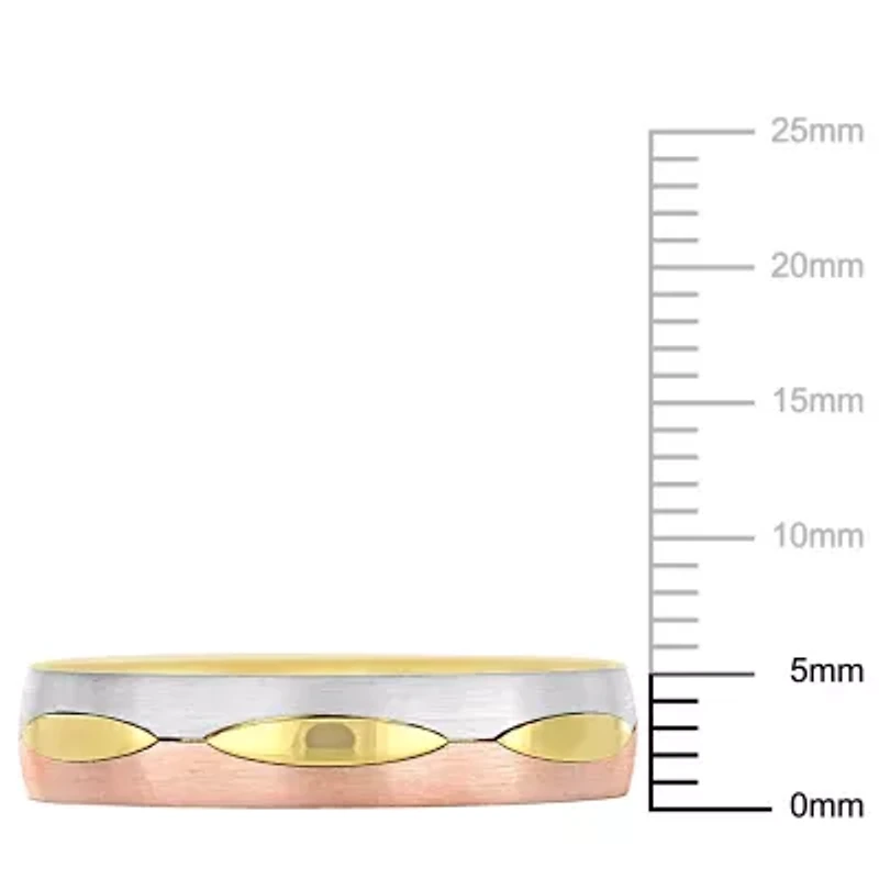 5MM Marquise Design Satin Finish Wedding Band 3-Tone 14K Gold