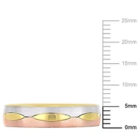 5MM Marquise Design Satin Finish Wedding Band 3-Tone 14K Gold