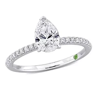 ct. t.w. Lab Grown Diamond and Tsavorite Engagement Ring 14K White Gold