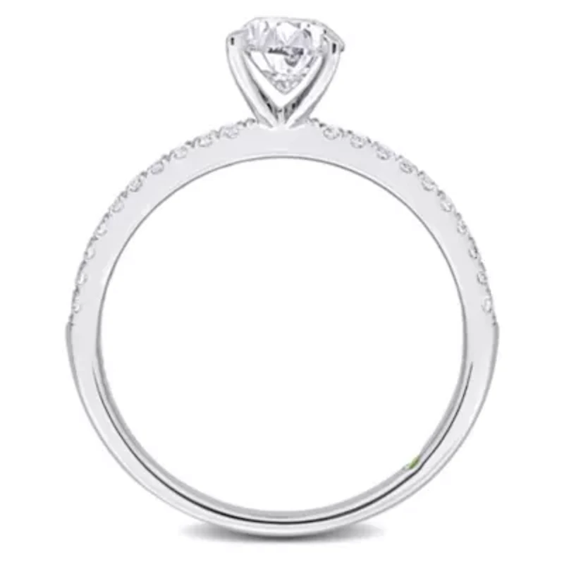 ct. t.w. Lab Grown Diamond and Tsavorite Engagement Ring 14K White Gold