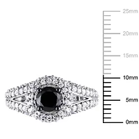 Lab Created 1 ct. t.w. Black Diamond and White Sapphire Engagement Ring Sterling Silver with Rhodium Plated