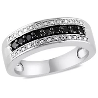 1/4 ct. t.w. Black Diamond Anniversary Band Sterling Silver with Rhodium Plated