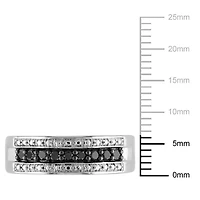 1/4 ct. t.w. Black Diamond Anniversary Band Sterling Silver with Rhodium Plated