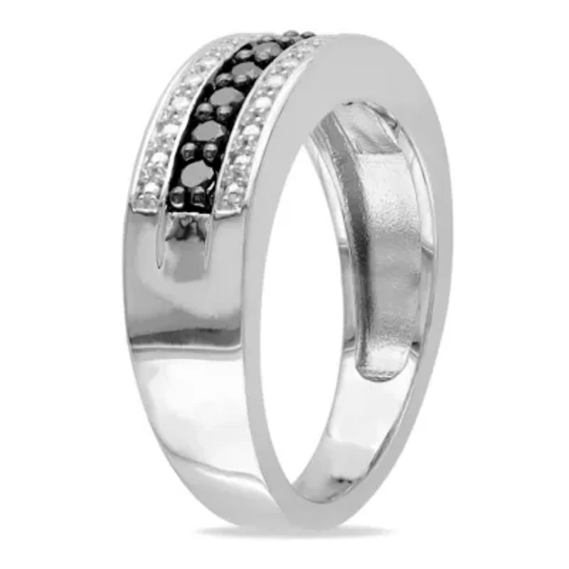 1/4 ct. t.w. Black Diamond Anniversary Band Sterling Silver with Rhodium Plated