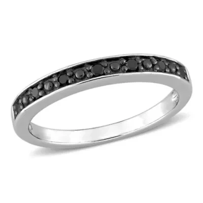 1/10 ct. t.w. Black Diamond Wedding Band Sterling Silver with Rhodium Plated