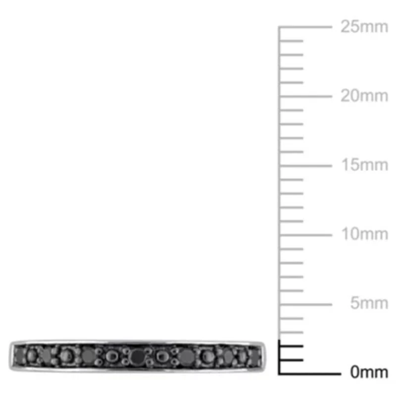 1/10 ct. t.w. Black Diamond Wedding Band Sterling Silver with Rhodium Plated
