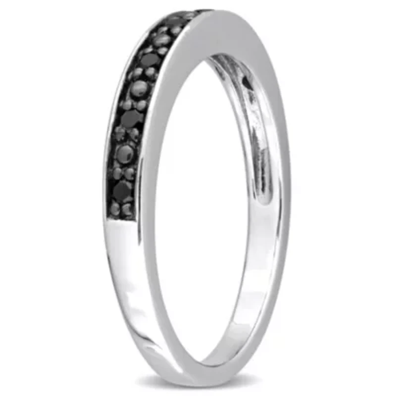 1/10 ct. t.w. Black Diamond Wedding Band Sterling Silver with Rhodium Plated