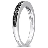 1/10 ct. t.w. Black Diamond Wedding Band Sterling Silver with Rhodium Plated