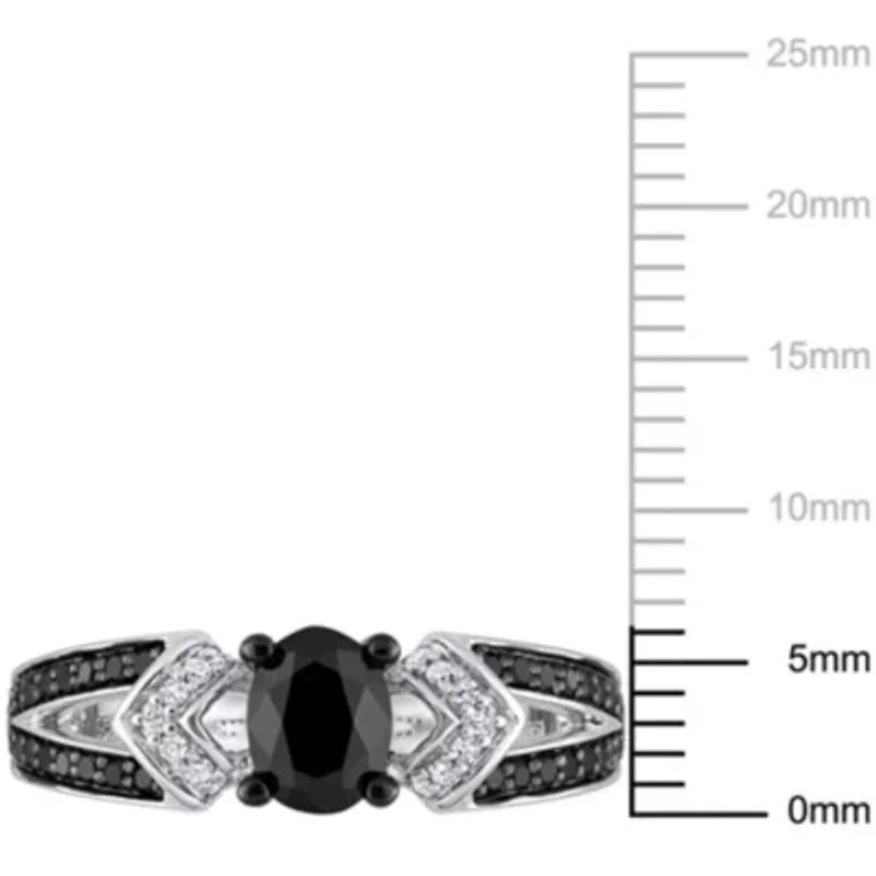 1.02 ct. t.w. Black and White Diamond Split Shank Ring Sterling Silver