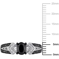 1.02 ct. t.w. Black and White Diamond Split Shank Ring Sterling Silver