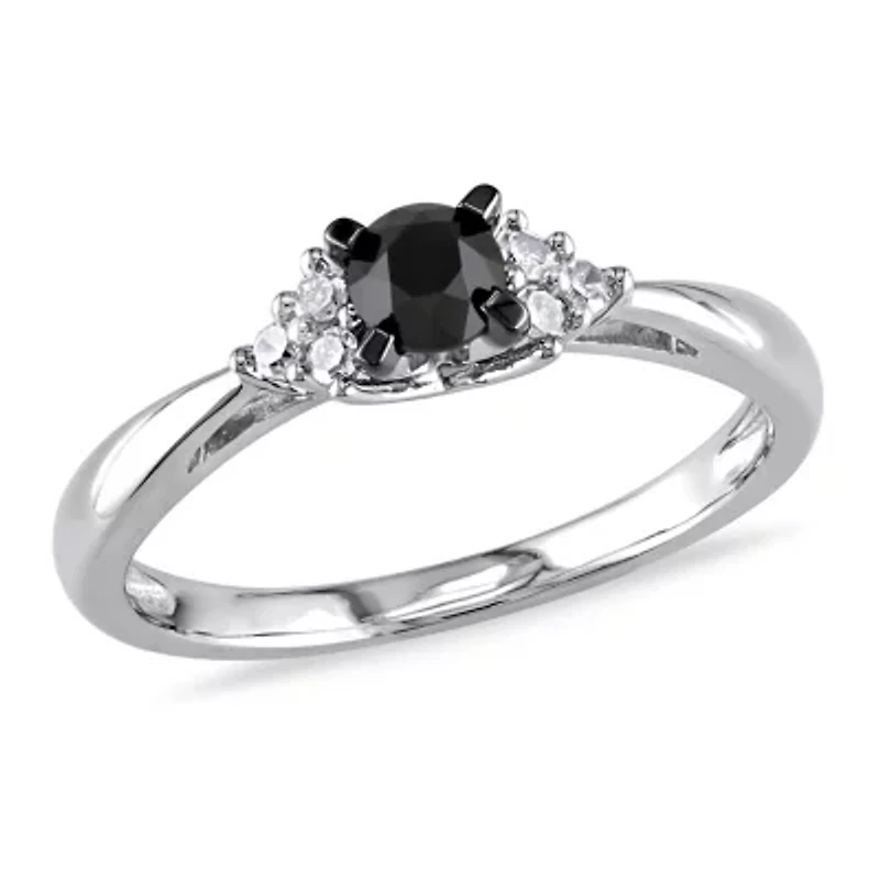 1/2 ct. t.w. Black and White Diamond Engagement Ring Sterling Silver