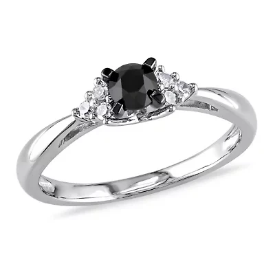 1/2 ct. t.w. Black and White Diamond Engagement Ring Sterling Silver