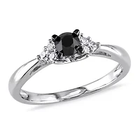 1/2 ct. t.w. Black and White Diamond Engagement Ring Sterling Silver