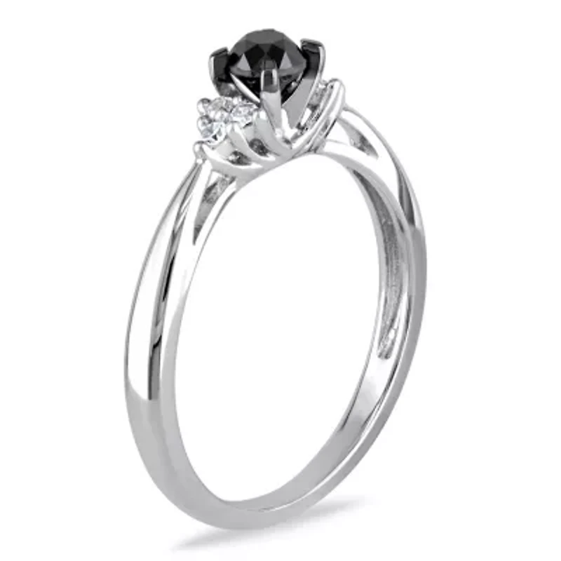 1/2 ct. t.w. Black and White Diamond Engagement Ring Sterling Silver