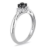 1/2 ct. t.w. Black and White Diamond Engagement Ring Sterling Silver