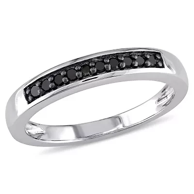 1/10 ct. t.w. Black Diamond Anniversary Band Sterling Silver with Rhodium Plated
