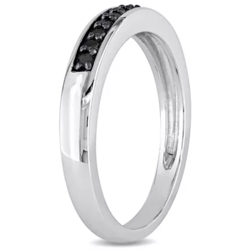 1/10 ct. t.w. Black Diamond Anniversary Band Sterling Silver with Rhodium Plated