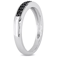 1/10 ct. t.w. Black Diamond Anniversary Band Sterling Silver with Rhodium Plated