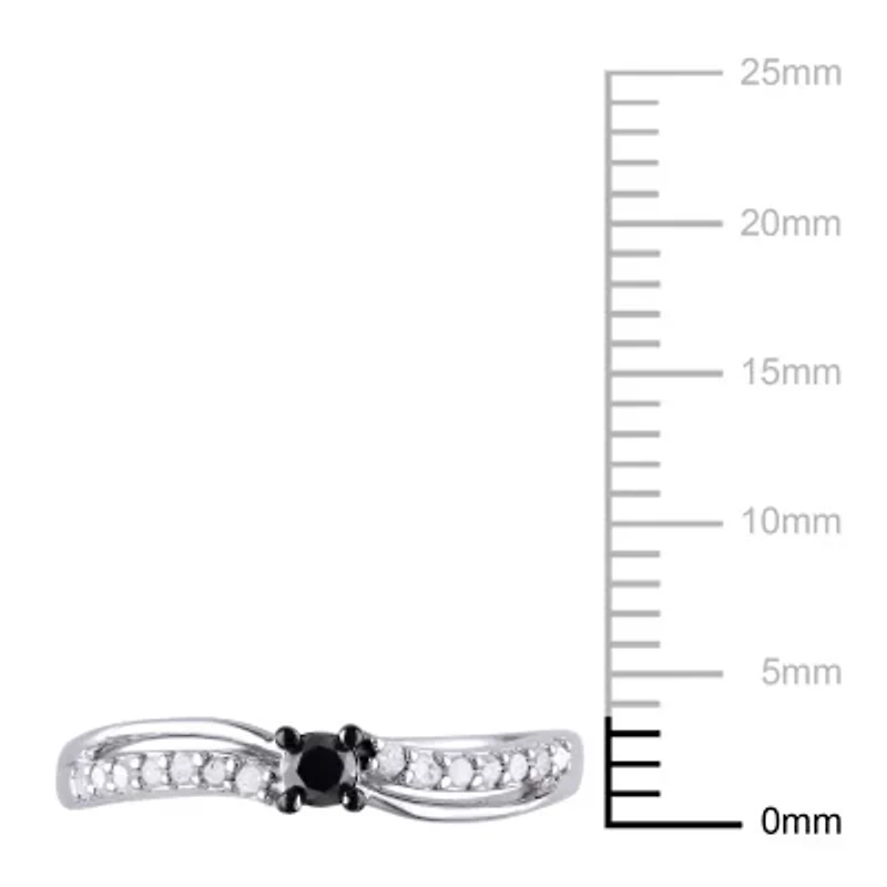 1/4 ct. t.w. Black and White Diamond Engagement Ring Sterling Silver with Rhodium Plated